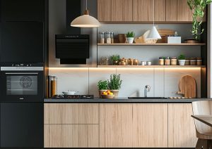 kitchen-with-black-stove-microwave